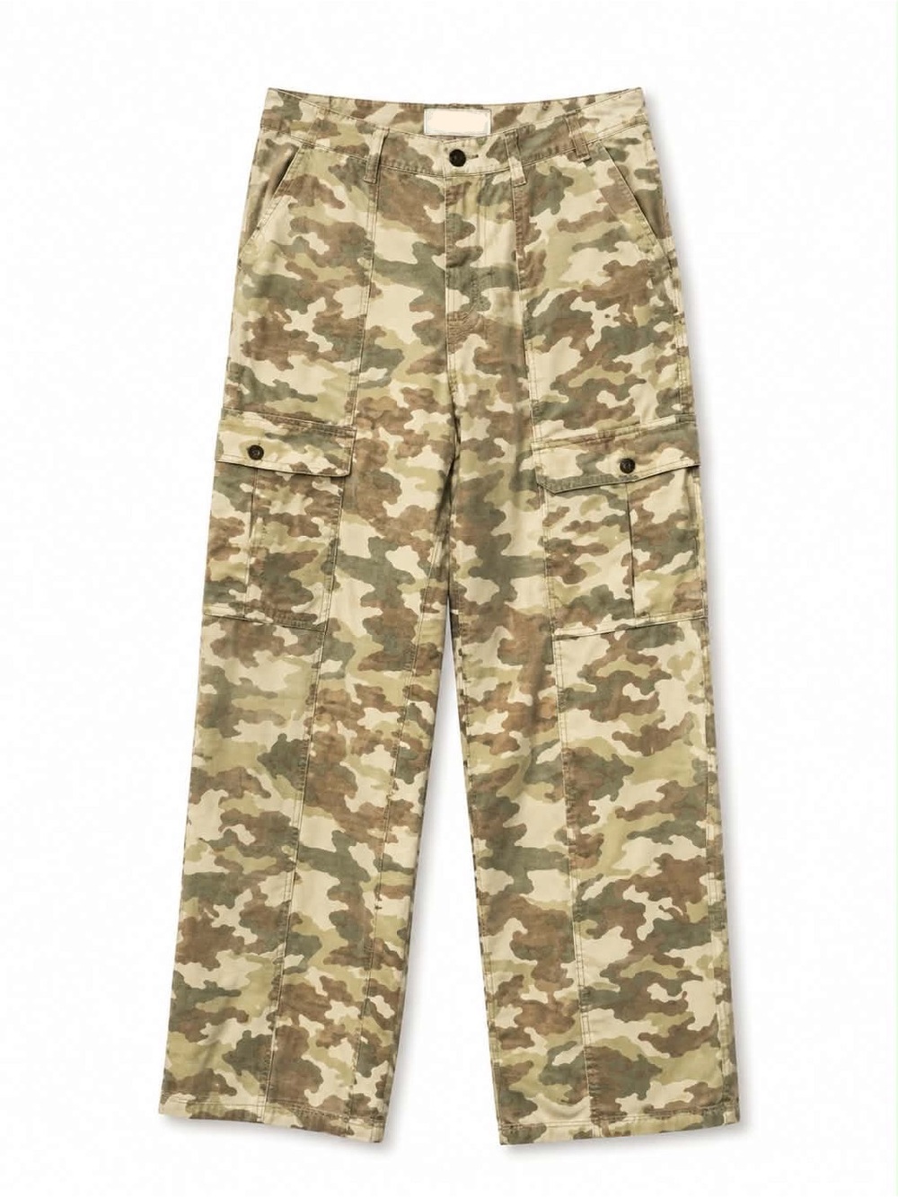 Regeneration by Celebrity Pink Tan & Olive Camo Print Wide Leg Cargo Jeans